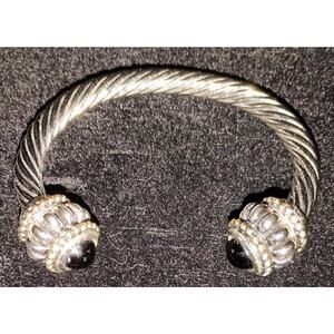 Vintage Silver Plate Twisted Rope Cable Cuff Bracelet